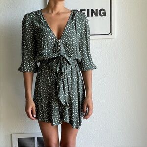KIVARI Tie Front Mini Dress